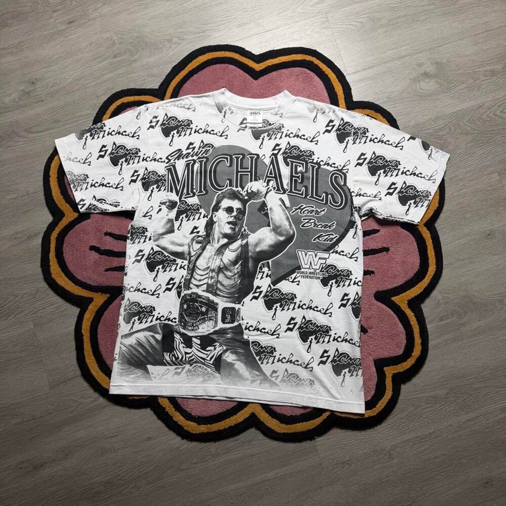 WWF Shawn Michaels Heartbreak Kid AOP Graphic T-shirt Size XL White